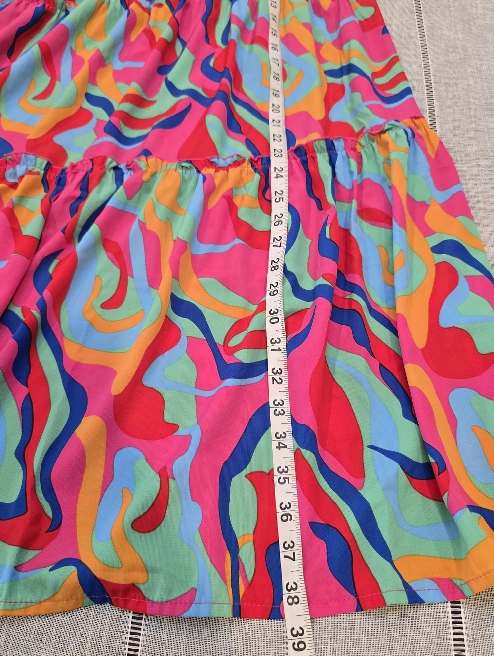 Elastic Waist A Line Midi Skirt Size S/M Drawstring Abstract Colorful Eclectic - Picture 8 of 15